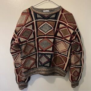 Vintage Wool Patterned Hand-Knitted Sweatshirt